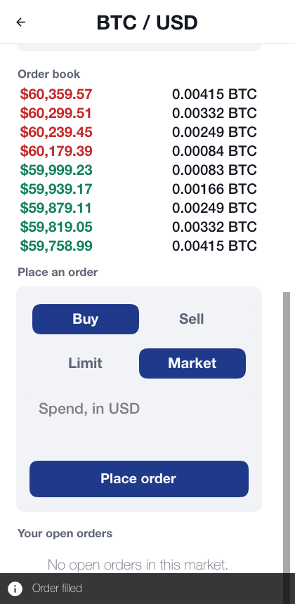 The market after a market buy: the order book, the order ticket and the customer’s filled order